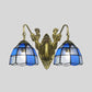 Frendorf | Tiffany Dome Wandlamp 2 Koppen Wit/Blauw Glas Sconces Licht voor Corridor