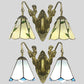 Frendorf | Flared Wandleuchte 2 Köpfe Weiß/Beige Glas Tiffany Wandmontage Beleuchtung mit Meerjungfrau Rückplatte