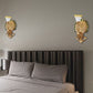 Frendorf | Traditionele Pauw Wandlamp Armatuur 1 Peertje Hars Wandlamp met Witte en Gele Glazen Bloemenschaduw
