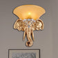 Frendorf | 1 Glühbirne Harz Wandleuchte Retro-Stil Goldener Elefantenkopf Schlafzimmer Wandlicht mit ausgestelltem gelbem Glasschirm