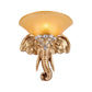 Frendorf | 1 Glühbirne Harz Wandleuchte Retro-Stil Goldener Elefantenkopf Schlafzimmer Wandlicht mit ausgestelltem gelbem Glasschirm