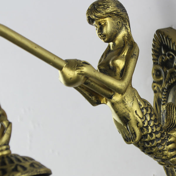 Frendorf | Flared Wandleuchte 2 Köpfe Weiß/Beige Glas Tiffany Wandmontage Beleuchtung mit Meerjungfrau Rückplatte