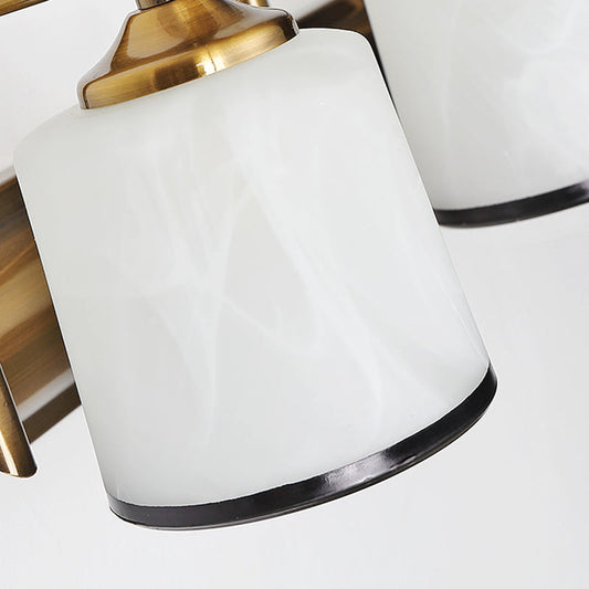 Frendorf | 2/3 Lampen Zylinder Wandmontierte Beleuchtung Vintage Gold-Finish Opal Geblasenes Glas Wandbeleuchtung