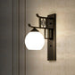 Frendorf | Sferische Bedrijf Sconces Lichtarmatuur Klasiek Opale Glas 1 Licht Zwart Wandgemonteerde Lamp