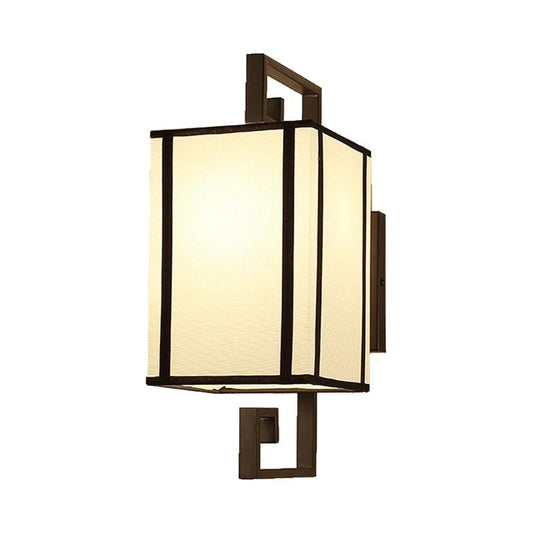 Frendorf | 1 Licht Wohnzimmer Wandlampe Klassische Weiße Wandleuchte mit rechteckigem Stoffschirm