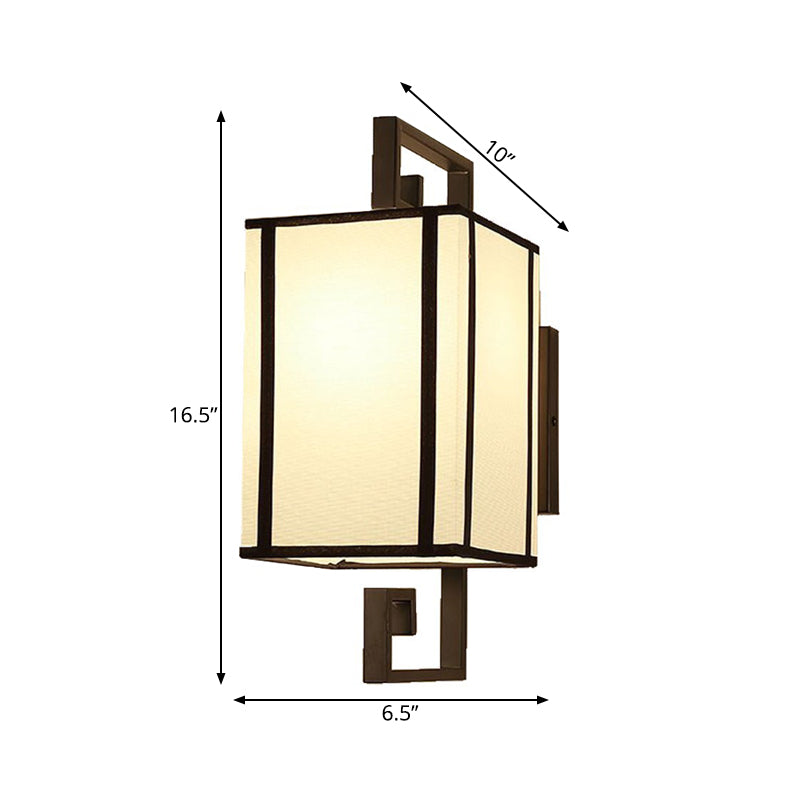Frendorf | 1 Licht Wohnzimmer Wandlampe Klassische Weiße Wandleuchte mit rechteckigem Stoffschirm