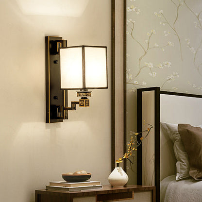 Frendorf | 1 Licht Stoff Wandverlichting Idee Traditionele Stijl Witte Rechthoekige Woonkamer Wandlamp