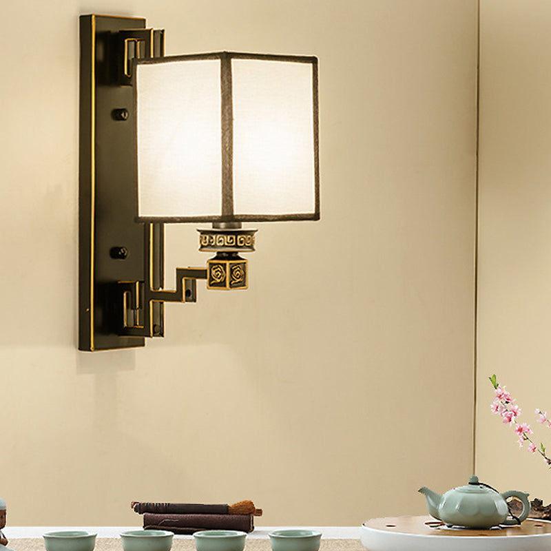 Frendorf | 1 Licht Stoff Wandverlichting Idee Traditionele Stijl Witte Rechthoekige Woonkamer Wandlamp