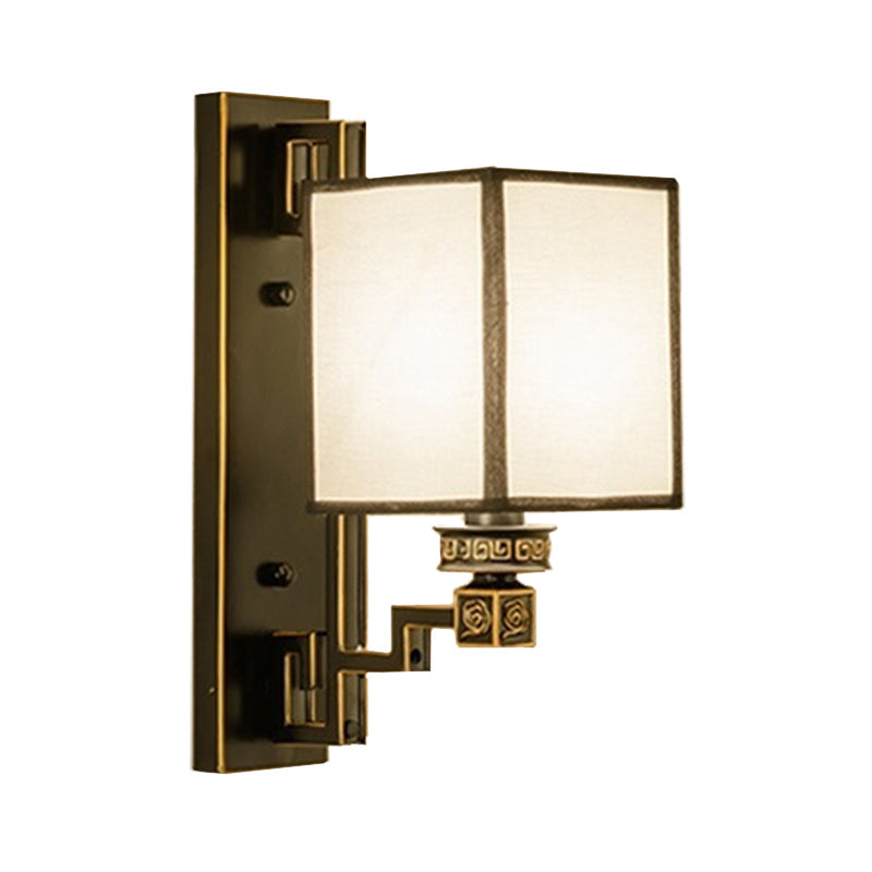 Frendorf | 1 Licht Stoff Wandverlichting Idee Traditionele Stijl Witte Rechthoekige Woonkamer Wandlamp