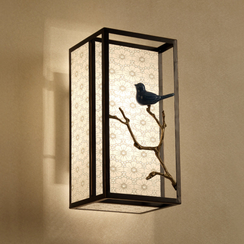 Frendorf | 16"/31.5" H Stoff Rechteck Wandmontierte Licht Klassisch 1 Licht Wohnzimmer Wandleuchte in Schwarz