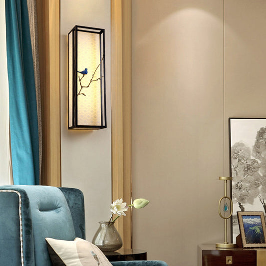 Frendorf | 16"/31.5" H Stoff Rechteck Wandmontierte Licht Klassisch 1 Licht Wohnzimmer Wandleuchte in Schwarz