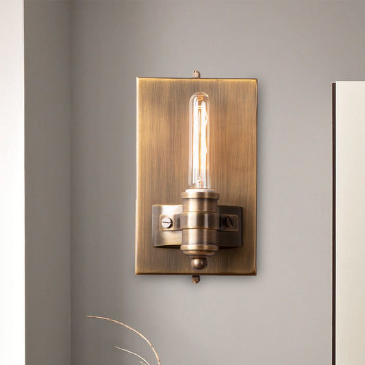 Frendorf | 1/2 Köpfe Bare Bulb Wandleuchte Vintage Bronze Metall Wandmontage Lampenarmatur mit rechteckiger Rückplatte