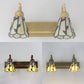 Frendorf | Lodge Style Cone Wandlamp met Bladontwerp 2 Lichten Gevuld Glazen Wandlamp in Brons voor Badkamer