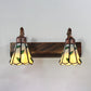 Frendorf | Lodge Style Cone Wandlamp met Bladontwerp 2 Lichten Gevuld Glazen Wandlamp in Brons voor Badkamer