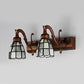 Frendorf | Dome RVS Glas Vanity Lamp Tiffany Stijl 2 Lichten Messing/Koper/Antiek Messing Wandlamp met Vierkant/Aziatisch Blauw Patroon