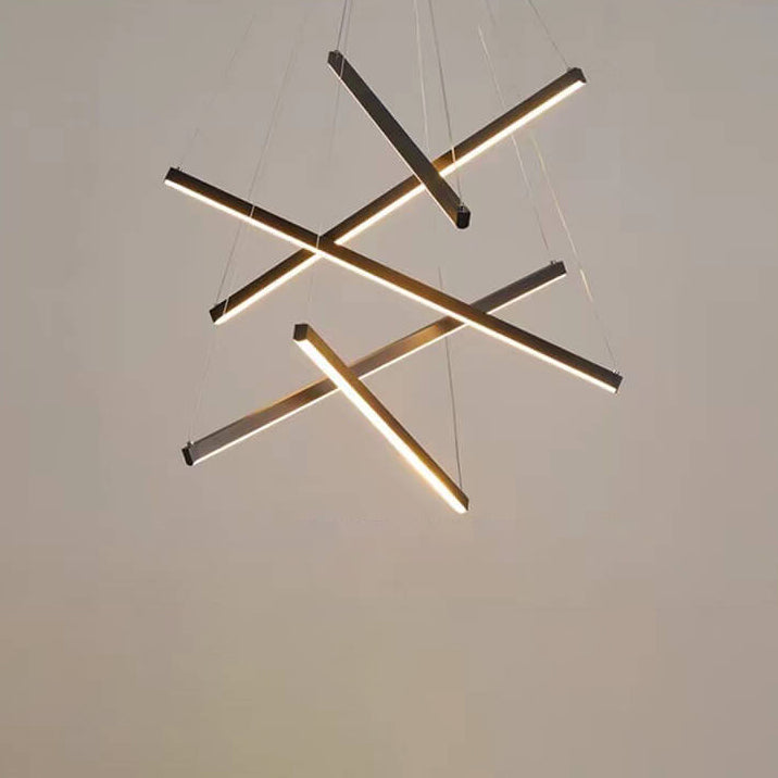 Frendorf | GeoLuma Nordic LED Kronleuchter | Geometrisches Linien-Design aus Eisen & Aluminium | 3-9 Flammen | Modern & Energieeffizient