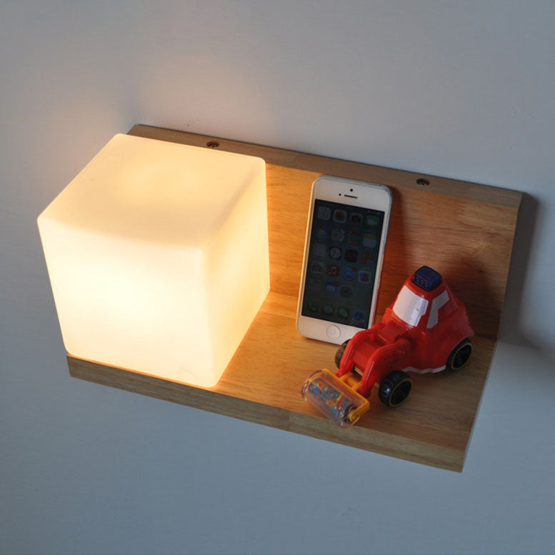 Frendorf | ZenSquare Wandlampe | Japanisches Minimalistisches Design | Holz & Glas | 1-Licht