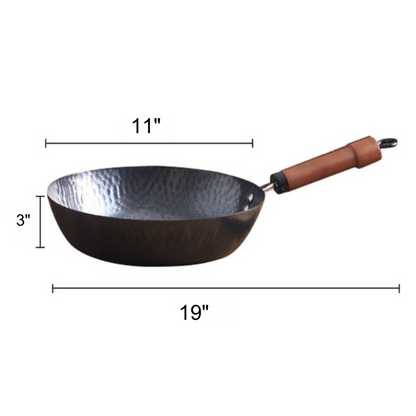 Hammer Gusseisen Bratpfanne, Kohlenstoffstahl Wok, Langlebige Antihaftpfannen