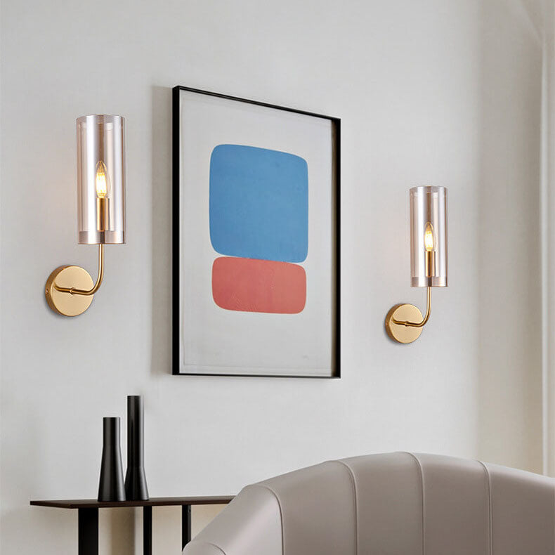 Frendorf | AstraGlas | Glas-Eisen Wandleuchte | 1- oder 2-flammig | Cognac & Hellblau