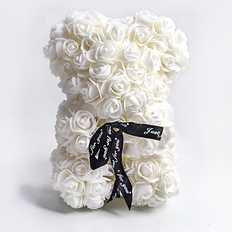 Frendorf | Valentinstag Geschenk Rose Bär Ewige Blume Rose Teddybär PE Schaum Bär 25cm Valentinstag