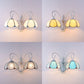 Frendorf | Gevederde Glazen Wandlamp met Witte Gebogen Arm 2 Lichten Traditionele Wandlamp in Wit/Helder/Blauw/Beige