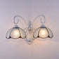 Frendorf | Gevederde Glazen Wandlamp met Witte Gebogen Arm 2 Lichten Traditionele Wandlamp in Wit/Helder/Blauw/Beige