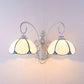 Frendorf | Gevederde Glazen Wandlamp met Witte Gebogen Arm 2 Lichten Traditionele Wandlamp in Wit/Helder/Blauw/Beige
