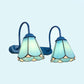 Tiffany konische Armatur mit 2 Köpfen Weiße/Blaue Glas Wandmontierte Leuchte für Badezimmer