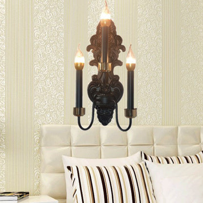 Frendorf | 3 Lampen Metalen Muurmontage Verlichting Landelijk Zwart Kaars Woonkamer Plafond Wandlamp