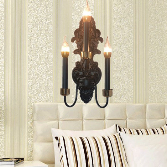 Frendorf | 3 Lampen Metalen Muurmontage Verlichting Landelijk Zwart Kaars Woonkamer Plafond Wandlamp