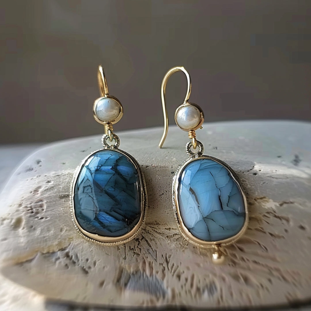 Frendorf | Blaue Stein Perlenohrringe