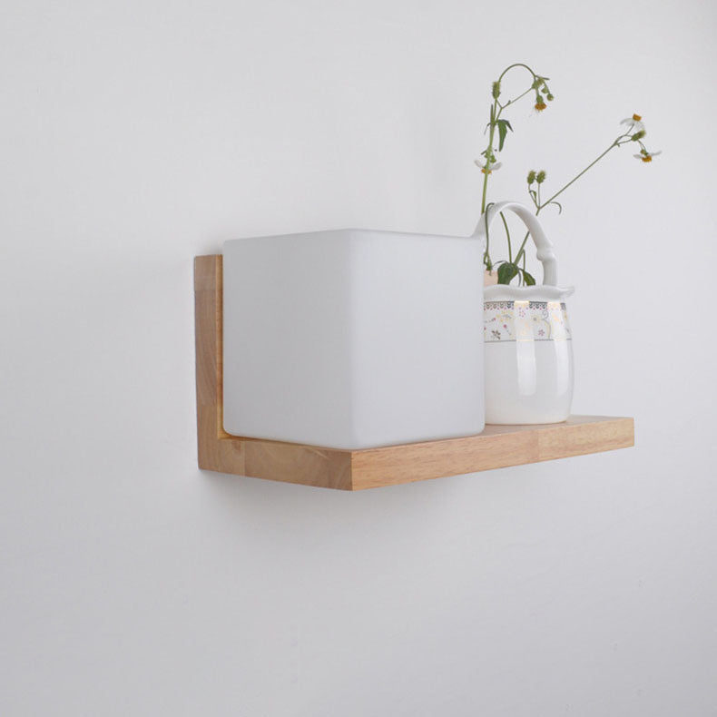 Frendorf | ZenSquare Wandlampe | Japanisches Minimalistisches Design | Holz & Glas | 1-Licht