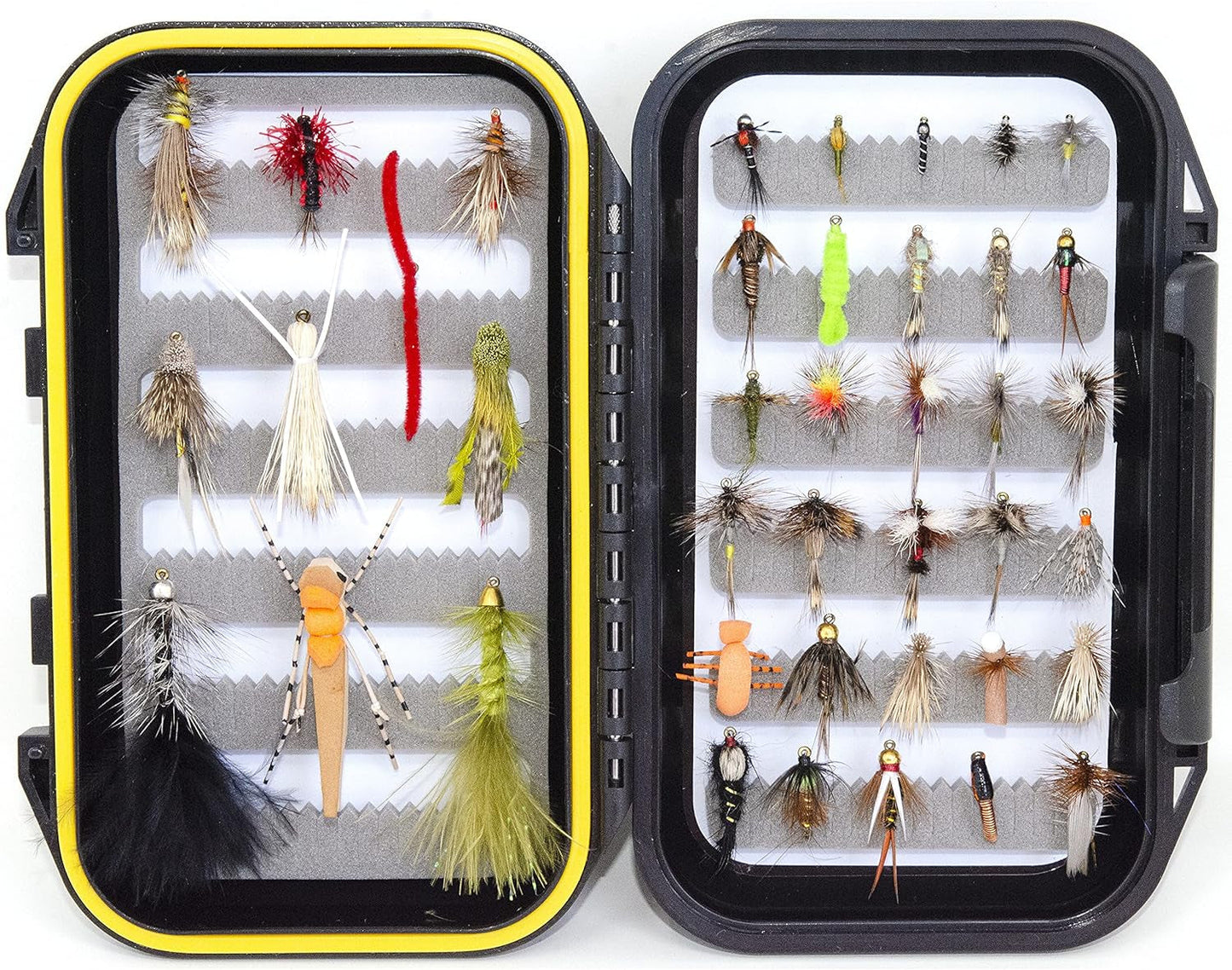 Frendorf | 24/36/40 Lieblings Fliegenfischen Fliegen Sortiment | Trocken, Nass, Nymphen, Streamer, Wooly Buggers, Caddis | Forelle, Barsch Angelköder Set, Kit