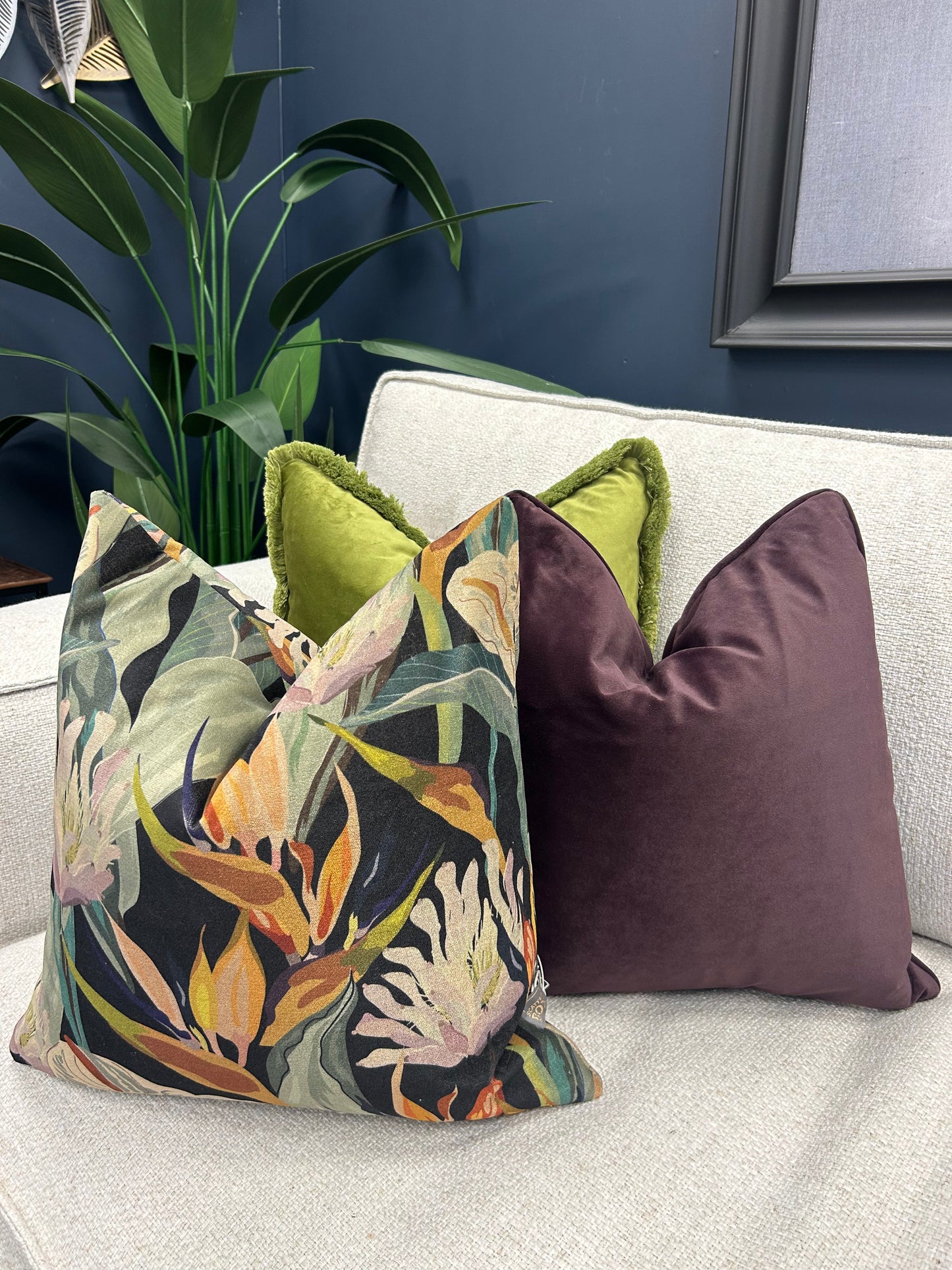Einfarbiges Aubergine Samt Innenkissen - 43 cm x 43 cm