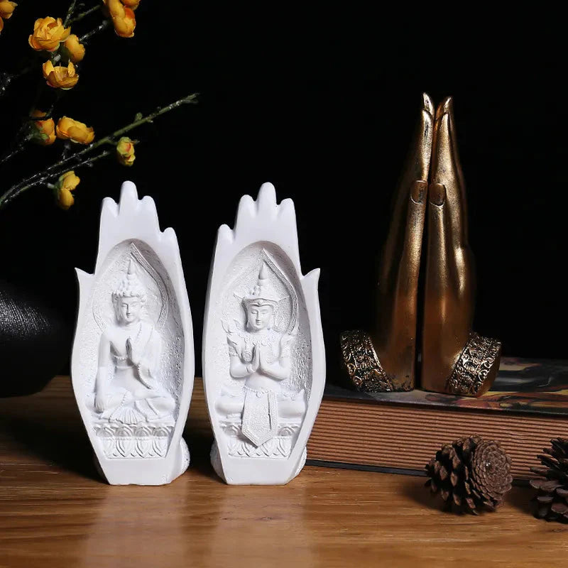 2 Stück Buddha Statue Hände Skulpturen Mönch Figur Tathagata Indien Yoga Fengshui Wohnkultur Ornament Zubehör