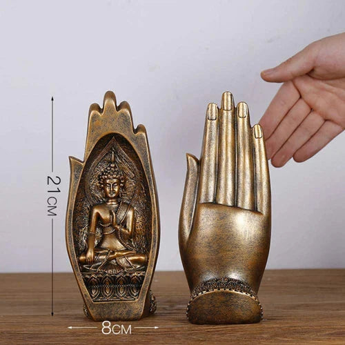 2 Stück Buddha Statue Hände Skulpturen Mönch Figur Tathagata Indien Yoga Fengshui Wohnkultur Ornament Zubehör