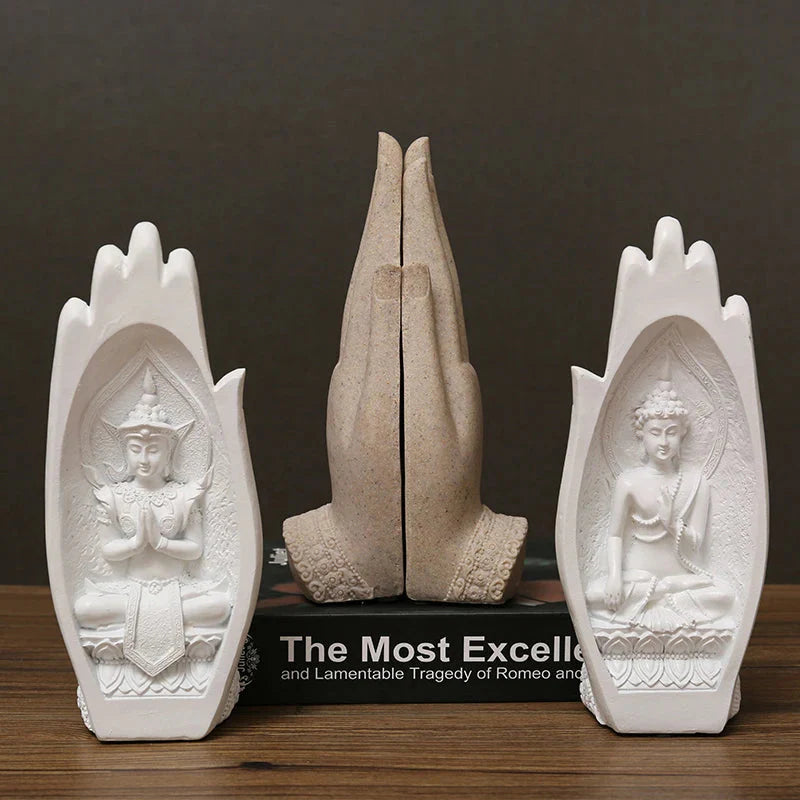 2 Stück Buddha Statue Hände Skulpturen Mönch Figur Tathagata Indien Yoga Fengshui Wohnkultur Ornament Zubehör