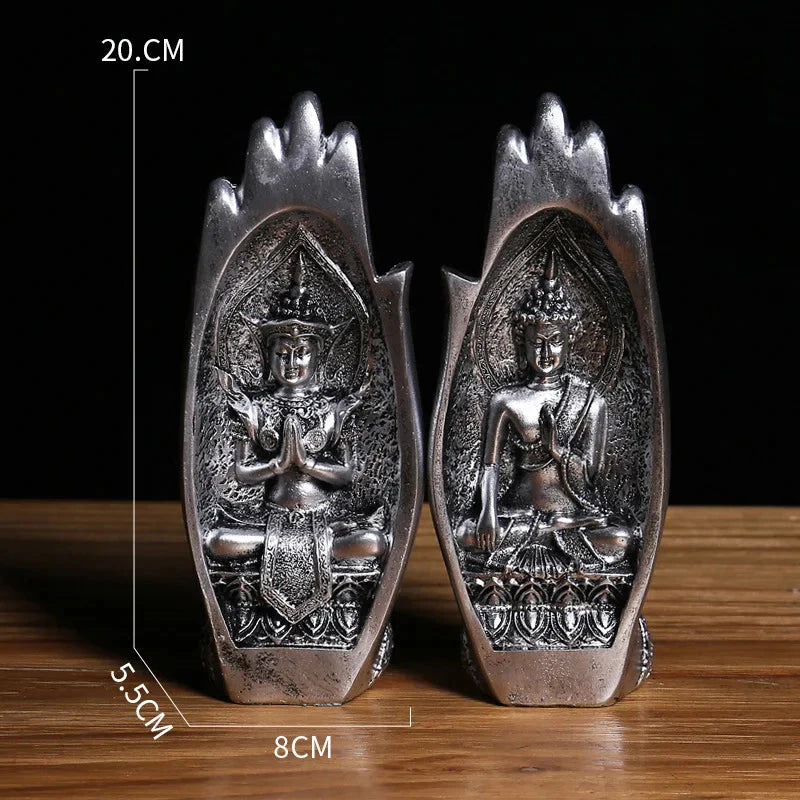 2 Stück Buddha Statue Hände Skulpturen Mönch Figur Tathagata Indien Yoga Fengshui Wohnkultur Ornament Zubehör