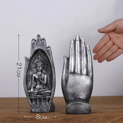 2 Stück Buddha Statue Hände Skulpturen Mönch Figur Tathagata Indien Yoga Fengshui Wohnkultur Ornament Zubehör