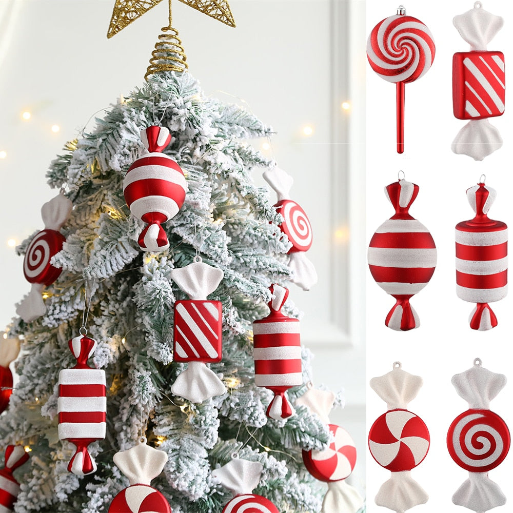 2Stk Weihnachtsdekoration Große Zuckerstange DIY Weihnachtsbaum Hängend Anhänger Zuhause Weihnachtsfeier Geschenke Neujahr Geschenk 2024 Navidad