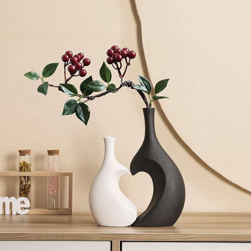 2 Stück/Set Keramische Umarmung Herzförmige Vase für Pampasgras Trockenblumen Nordic Wohnzimmer Wohnkultur Zubehör Tischdeko