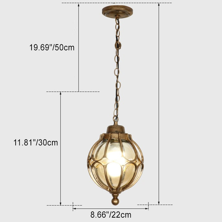 Frendorf | EuroLuxe Aluminium Pendelleuchte | Wasserdicht | Außenleuchte mit Glaskugel | Garten & Terrasse