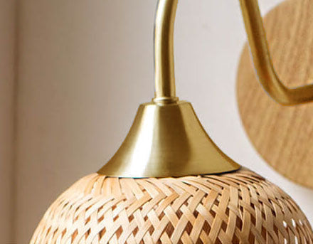 Frendorf | BambuLux Handgewebte Wandlampe | Moderner Bambus-Lampenschirm | 1-flammig | Umweltfreundliche Beleuchtung