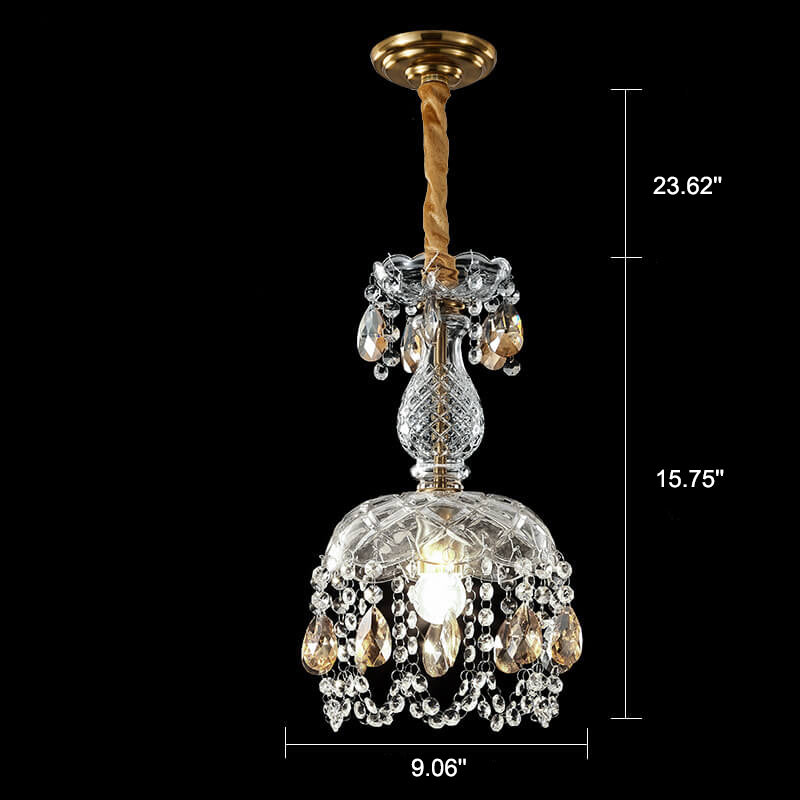 Frendorf | CrystalVive Pendelleuchte | Luxus Kristallkuppel | Moderne 1-Licht Hängelampe | Elegante Beleuchtung für Zuhause