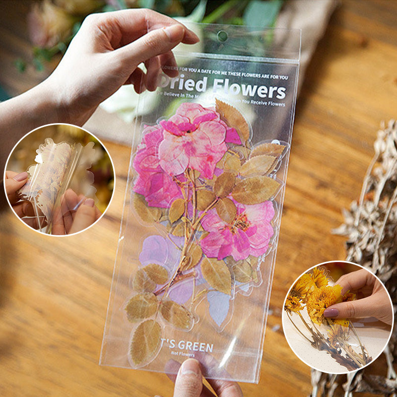 Getrocknete Blumen Aufkleber Set