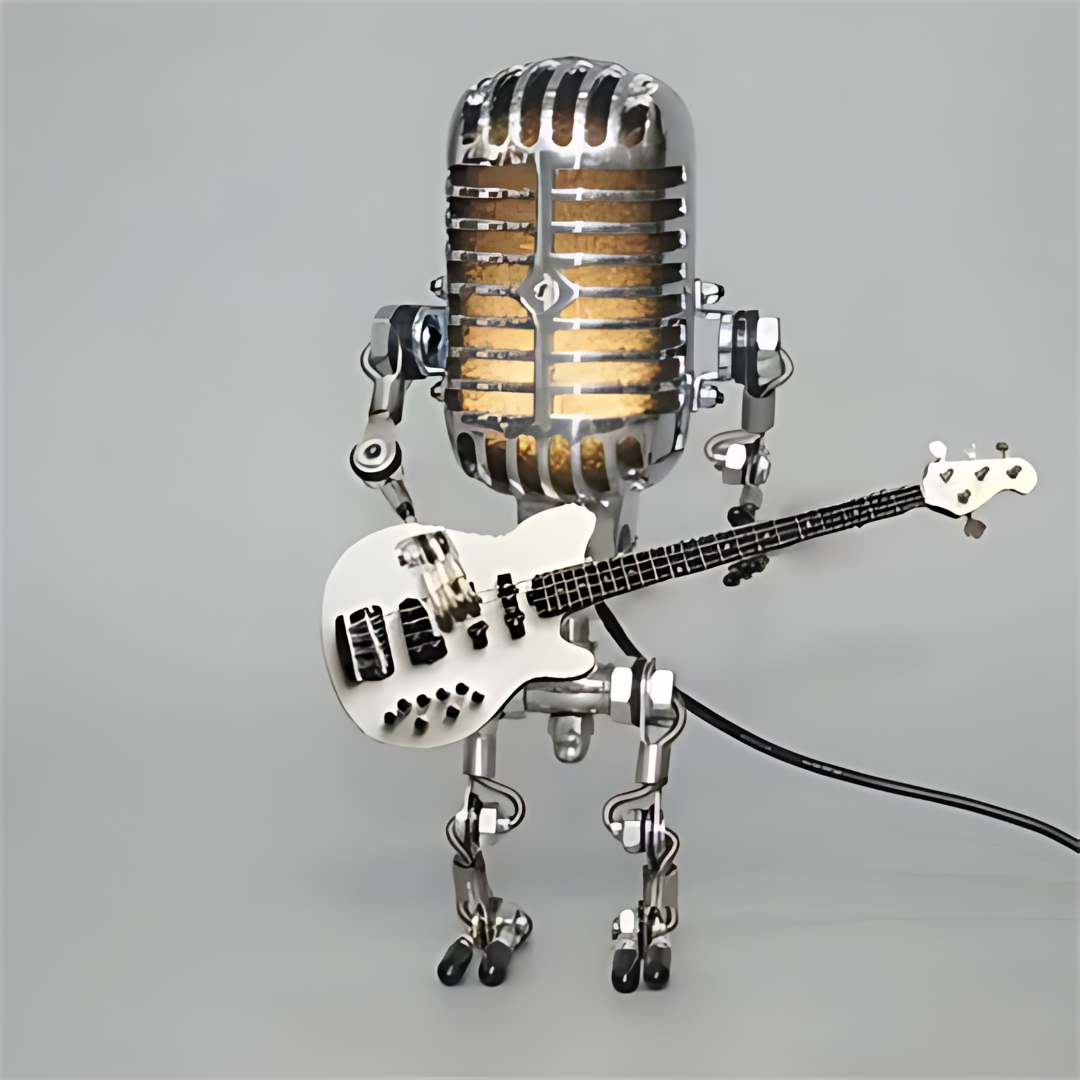 GuitarBot | Moderne Tischlampe im Roboterdesign mit dimmbarem Licht