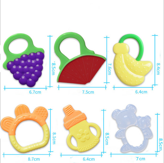Frendorf | Baby Beißring Set – Bunte Silikon Beißringe in Frucht- und Tierdesign