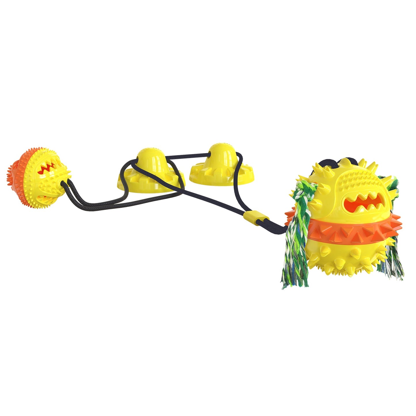 Erhöhter Saugnapf-Seil-Ball Typ D – Doppelsaug mit doppeltem Ballspielzeug