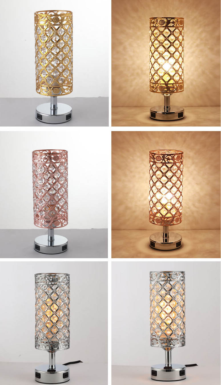 Frendorf | LustraTouch Tischlampe | Zylindrischer Metallschirm | USB-Ladefunktion & Touch-Schalter | Moderne 1-Licht LED Leuchte