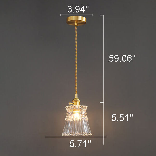 Frendorf | Bellux Glas Pendelleuchte | Modernes Glockenschirmdesign | Messingoptik | 1-flammig | Luxuriöse Beleuchtung